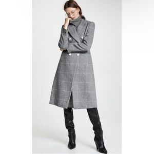 Club Monaco wool blend grey plaid Jemma coat NWT
